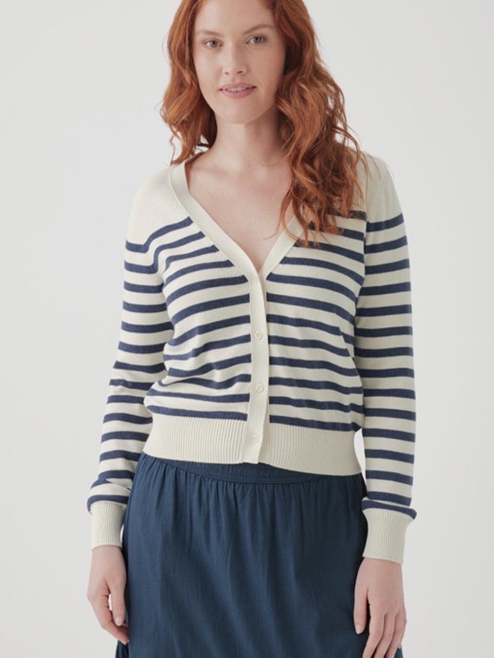 Pact Navy Laguna Stripe Cardigan